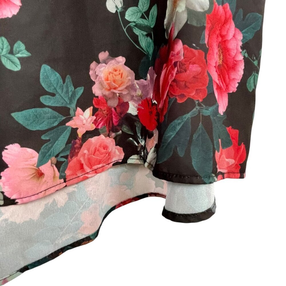 Torrid Black Floral Hi-Lo Tunic Flutter Sleeve V-Neck Size 2X - Picture 11 of 15